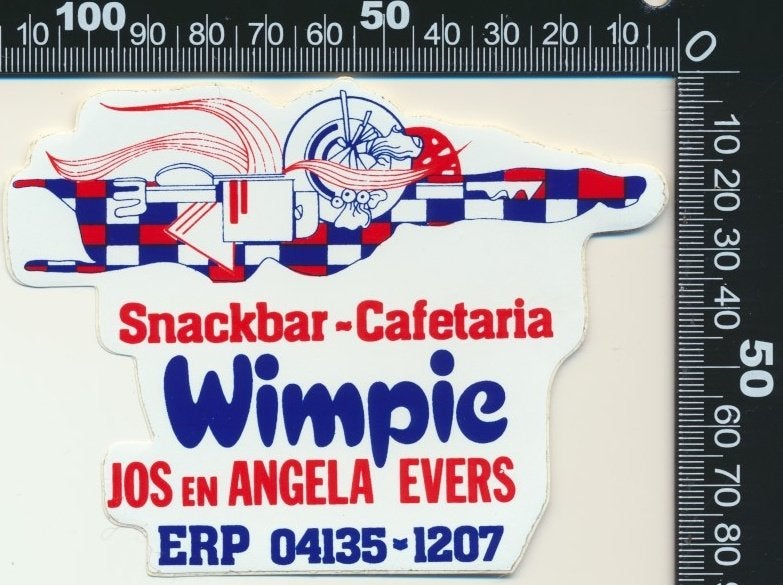 Sticker: Snackbar Cafetaria Wimpie - Erp (1), Ophalen of Verzenden, Zo goed als nieuw, Bedrijf of Vereniging
