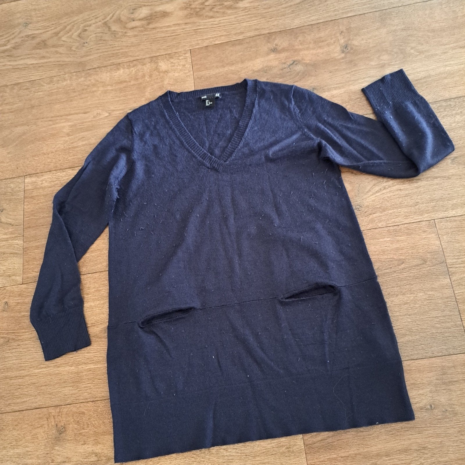 lange trui mt. M/L donker blauw, Ophalen of Verzenden, Zo goed als nieuw, Maat 38/40 (M), Blauw