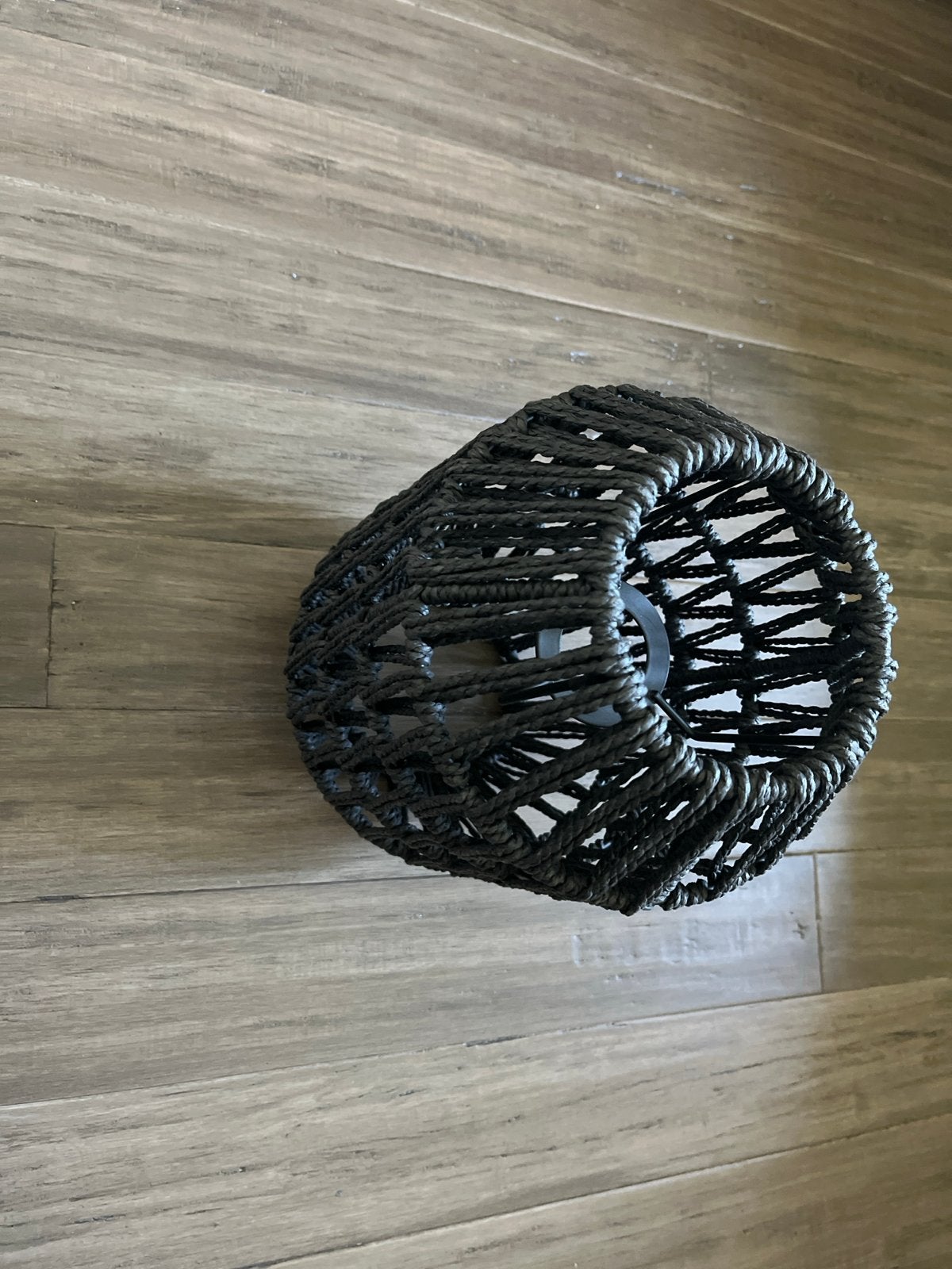 Zwarte touw lampenkap - Modern en sfeervol, Ophalen, 25 tot 50 cm, Zwart, Zo goed als nieuw