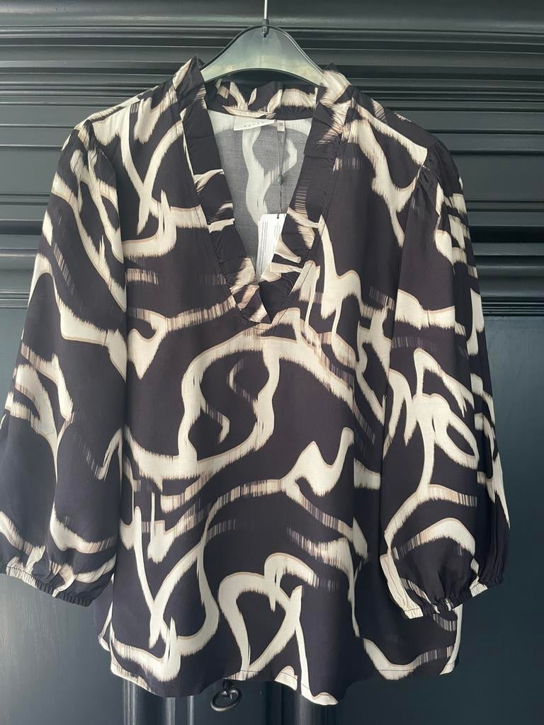 Stijlvolle blouse zw/zand Kaffe 38 -nieuw-, Verzenden, Nieuw, Maat 38/40 (M), Zwart