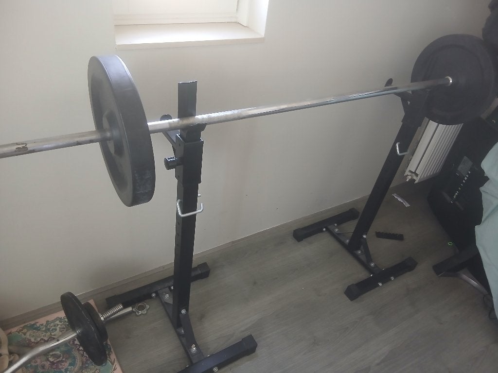 Benchpress set (50 kg), Sport en Fitness, Fitnessapparatuur, Ophalen, Gebruikt, Armen, Krachtstation