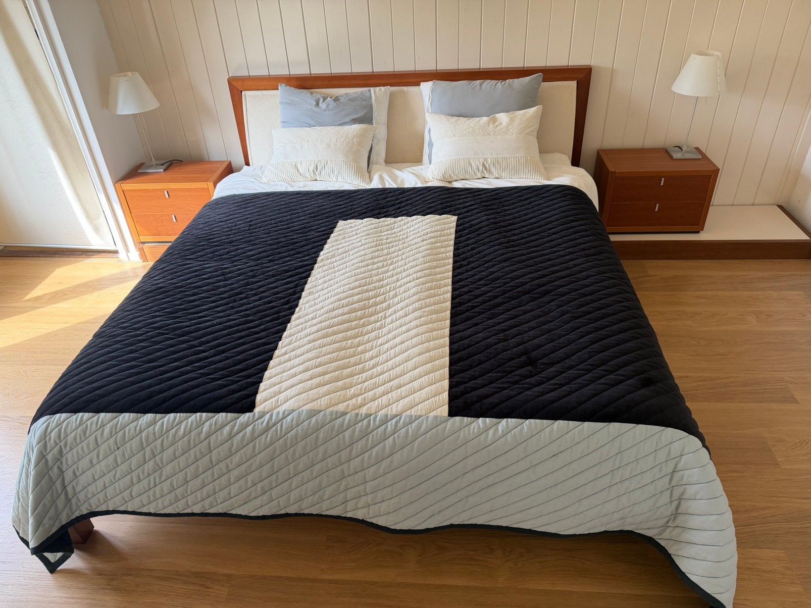 Poliform tweepersoonsbed 180x200 kersenhout incl. nachtkast, Tweepersoons, Ophalen of Verzenden, Zo goed als nieuw, 180 cm