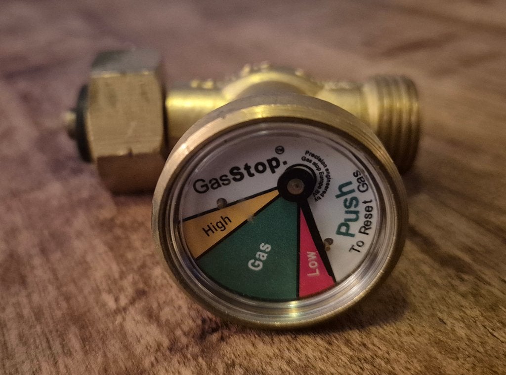 GasStop om gasdruk te meten en te ontsluiten, Caravans en Kamperen, Verzenden, Gebruikt