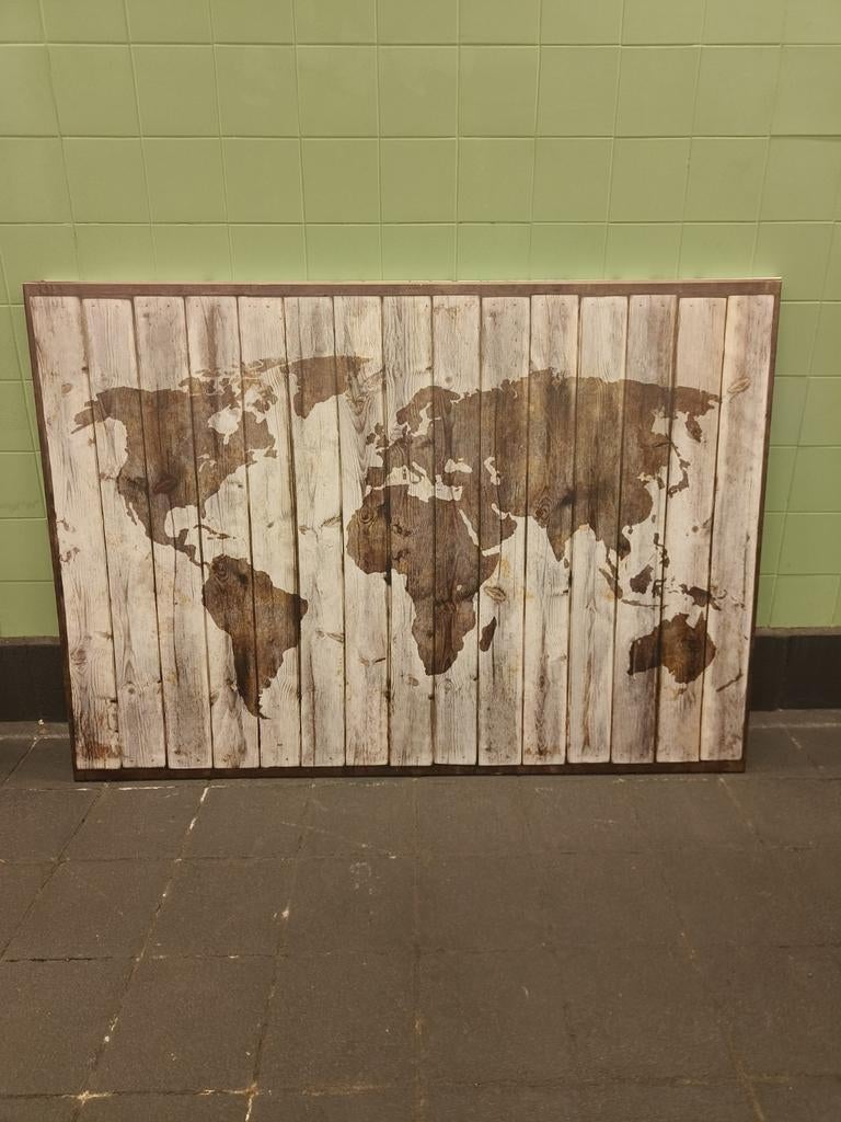 Groot Schilderij Ikea Canvas Wereldkaart 200x140 cm, Ophalen, Gebruikt, 125 cm of meer, Schilderij