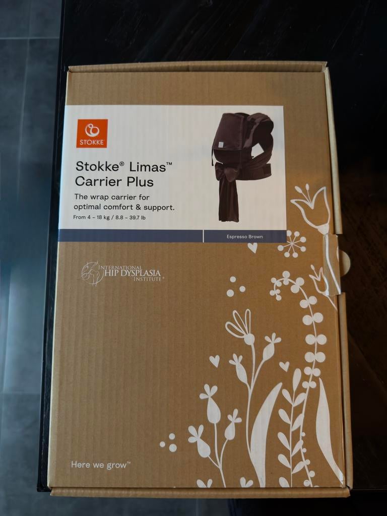 Stokke Limas Carrier Plus draagzak Espresso Brown - NIEUW!, Buik of Rug, Nieuw, Draagzak, Ophalen