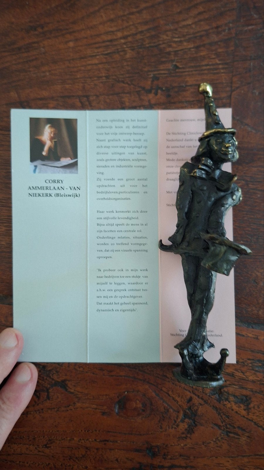 Bronzen beeldje 'Harlekijn' van Corry Ammerlaan-van Niekerk, Minder dan 20 cm, Ophalen of Verzenden, Brons, Gemerkt