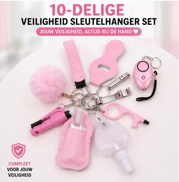 10-delige Veiligheid Sleutelhanger Set - Zelfverdediging, Ophalen of Verzenden, Nieuw
