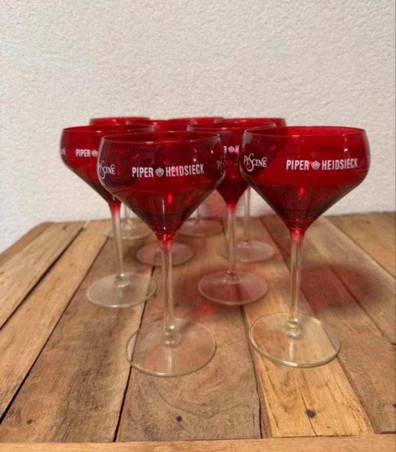 Piper Heidsieck Piscine Champagne Glazen - Set  8, Ophalen of Verzenden, Zo goed als nieuw, Rood, Overige merken