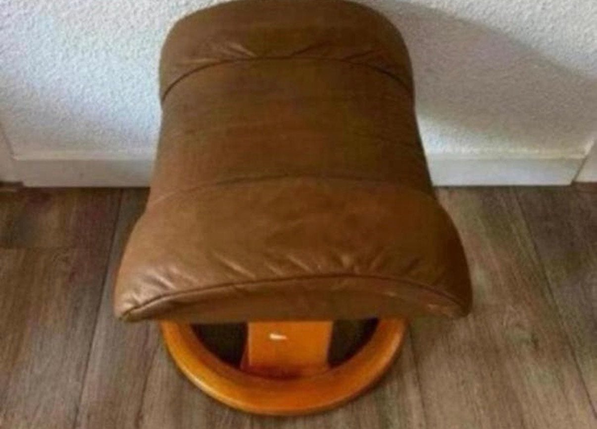 Scandinavian Ekornes Stressless voetenbank, Ophalen, Zo goed als nieuw, Rechthoekig, Leer