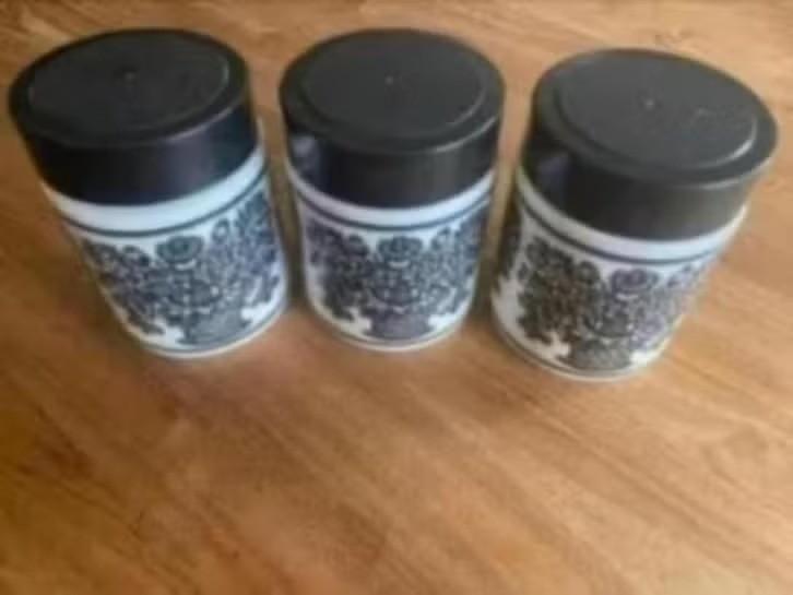 3 vintage voorraad potten (opaline glas ) met deksel, Ophalen of Verzenden, Zo goed als nieuw
