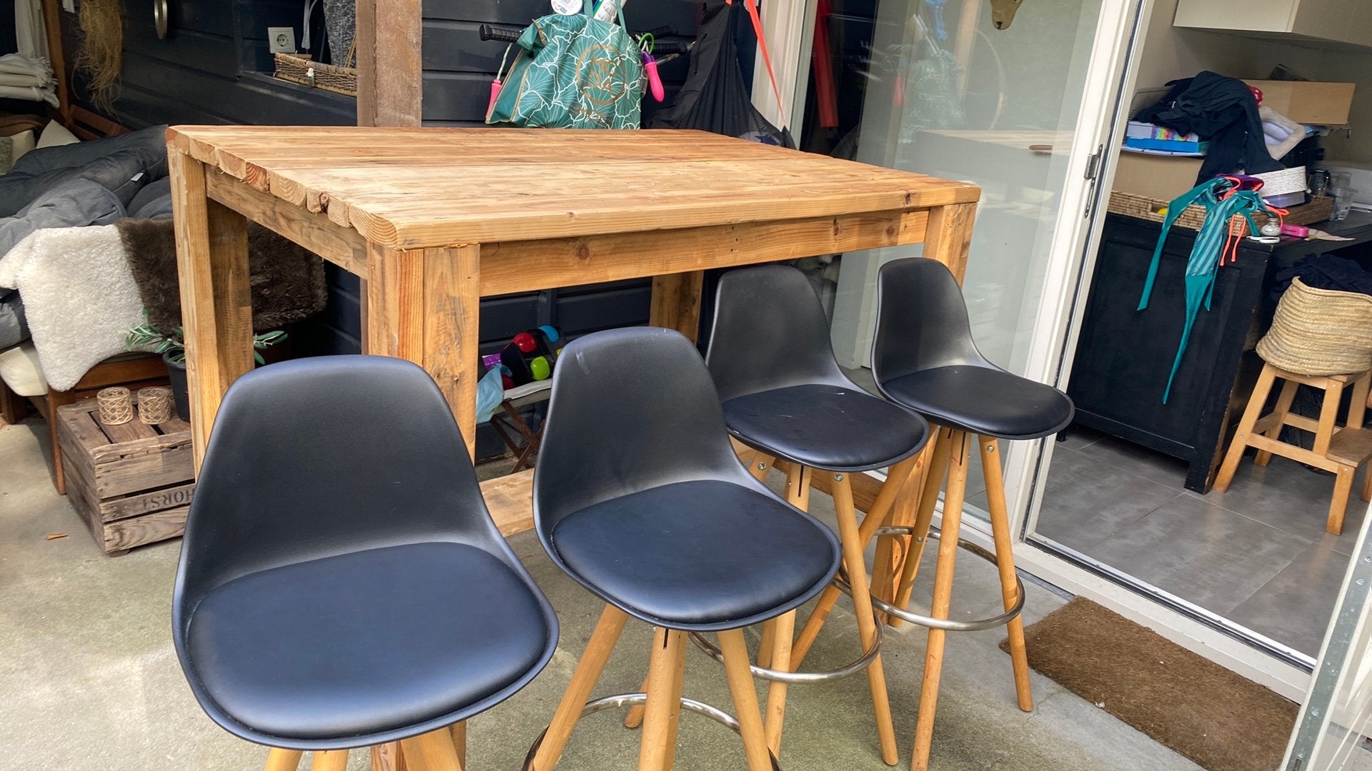 Bartafel met 4 barkrukken, Ophalen, Gebruikt, Inclusief barstoelen