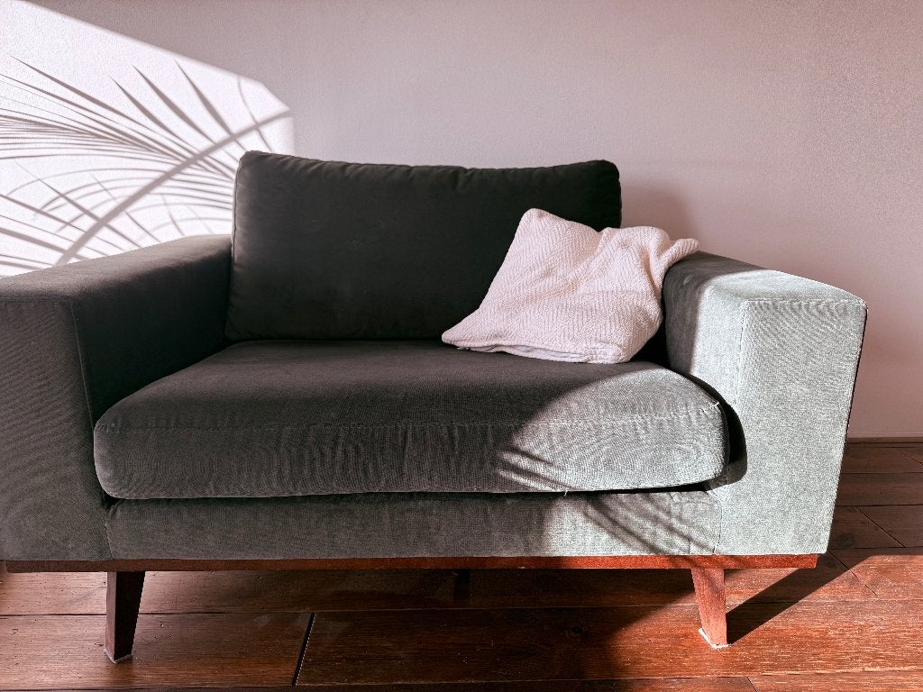 Bank/feauteil/stoel/loveseat (velours, groen) : Nous living, Ophalen, Overige materialen, Retro, velours, modern, 75 tot 100 cm