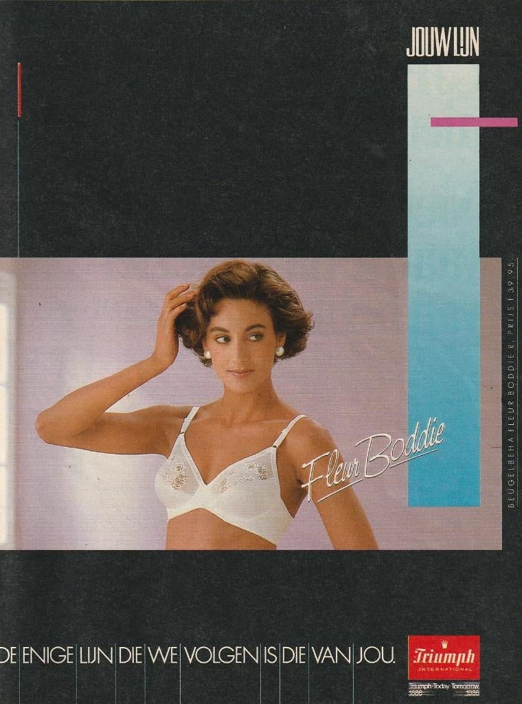 Retro reclame 1986 Triumph dames lingerie BH Fleur Boddie, Verzenden, Overige typen