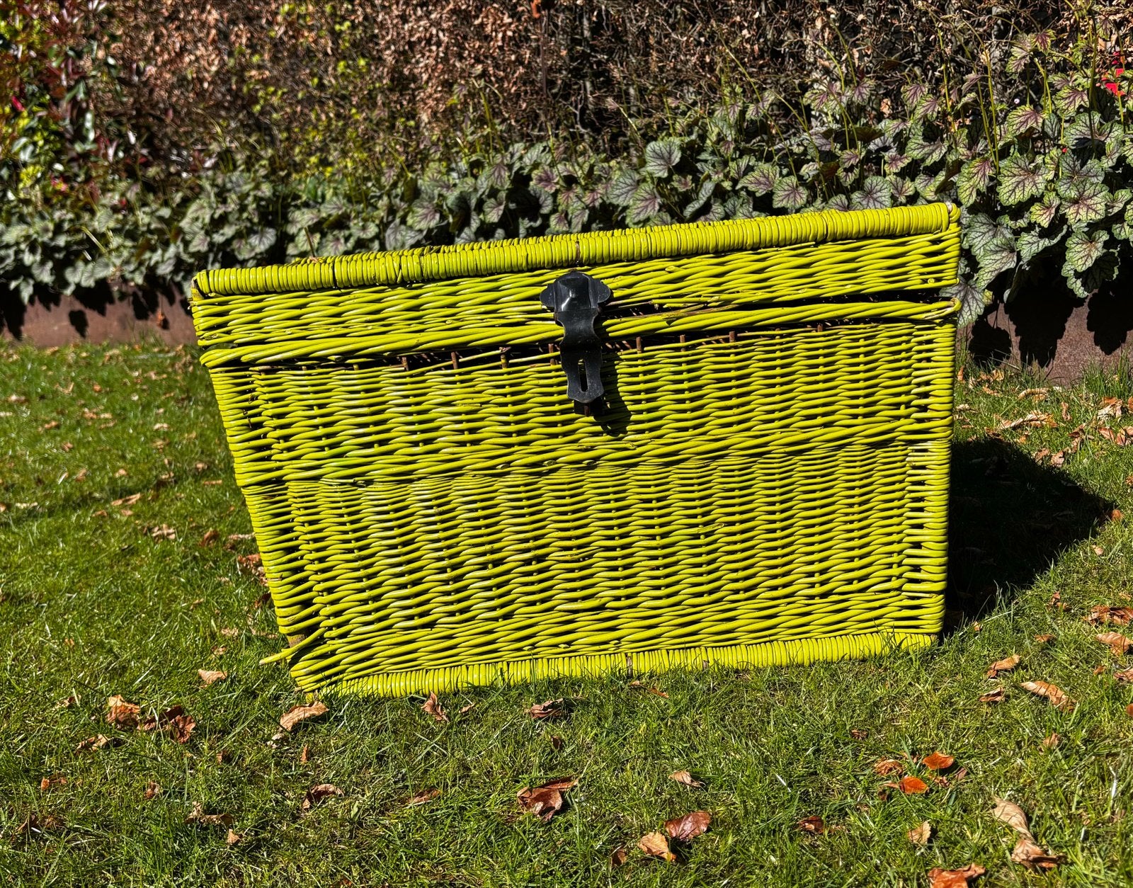 Grote groene rieten kist/opbergmand, Huis en Inrichting, Woonaccessoires | Kisten, Overige materialen, Minder dan 50 cm, Gebruikt