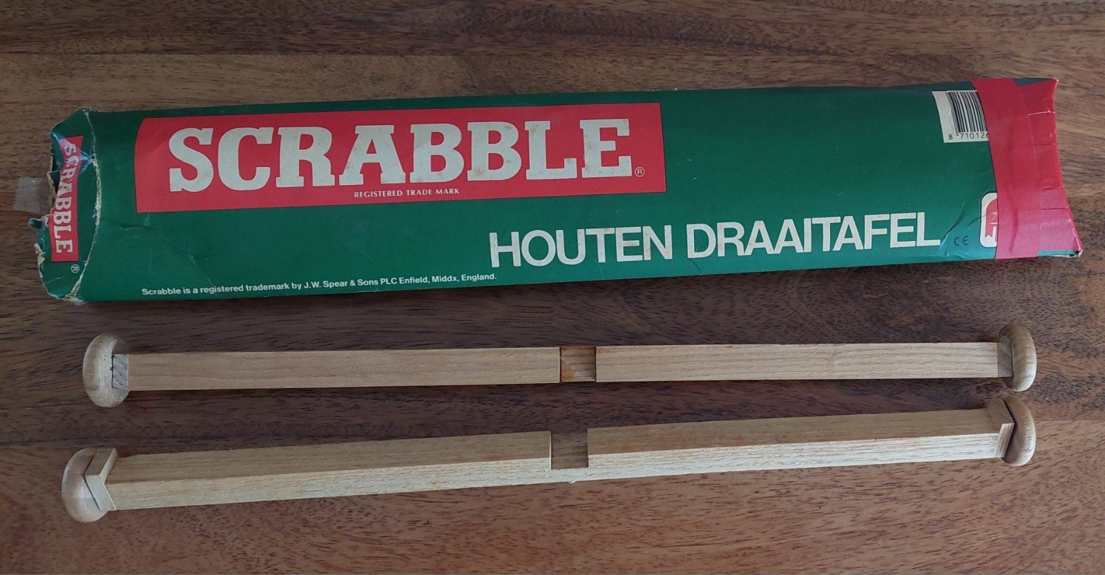 Scrabble houten draaitafel, origineel, Een of twee spelers, Ophalen of Verzenden, Zo goed als nieuw