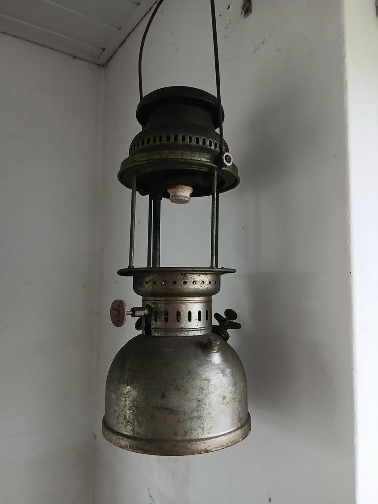 Optimus 300 druklamp olielamp vislamp, Antiek en Kunst, Antiek | Lampen, Ophalen of Verzenden