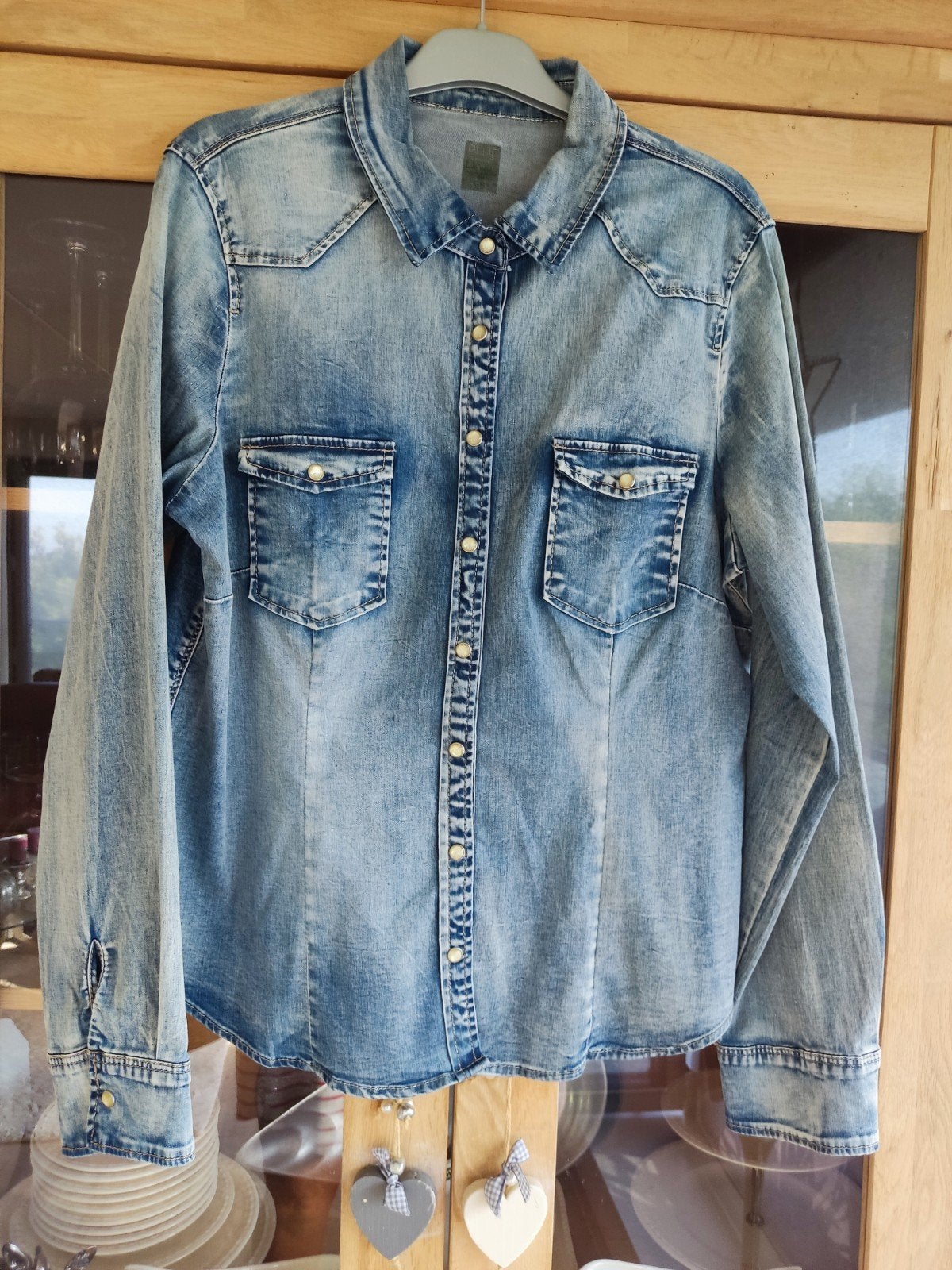 SUMMUM WOMAN, BLUE DAZE, JEANS OVERHEMDBLOUSE, MAAT 40., Maat 38/40 (M), Summum Woman, Blauw, Ophalen of Verzenden