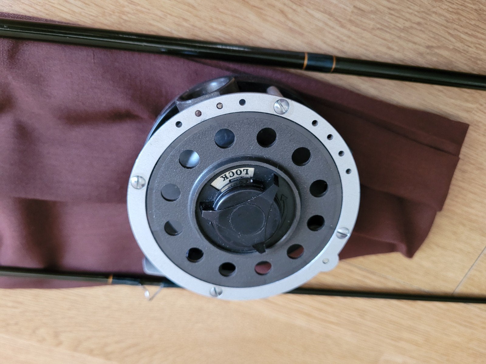 Vliegvishengel met Mitchell Garcia 710 Automatic reel, Ophalen, Gebruikt, Complete set
