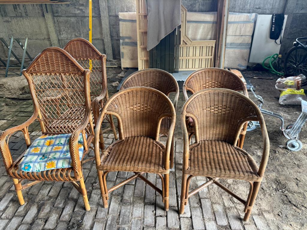 Gratis 6x tuinstoel, Ophalen, Gebruikt, Rotan