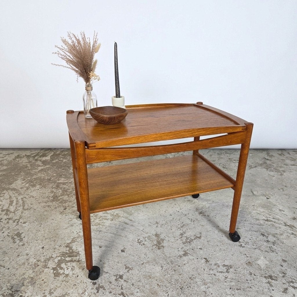 Poul Hundevad, vintage jaren 60 Teak trolley theewagen Deens, Ophalen, Gebruikt, Scandinavisch, Johannes Andersen, Dyrlund, Wegner