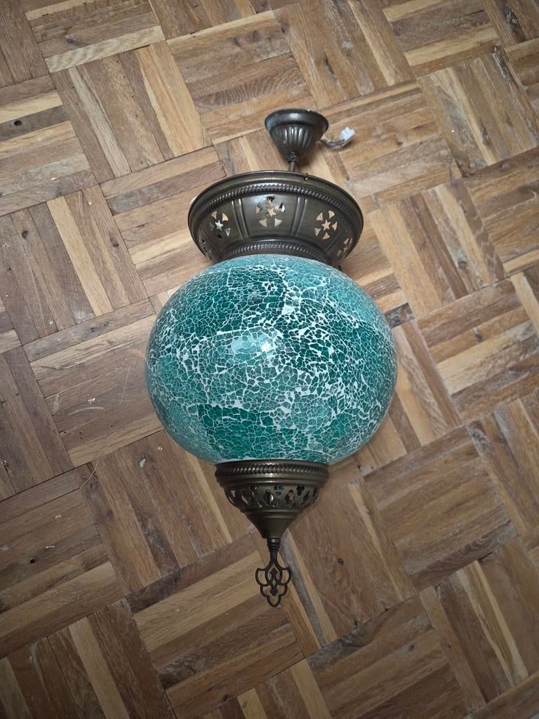 Oosterse hanglamp met mozaïek glas, Ophalen, Gebruikt, Glas, Oosters, Mozaïek