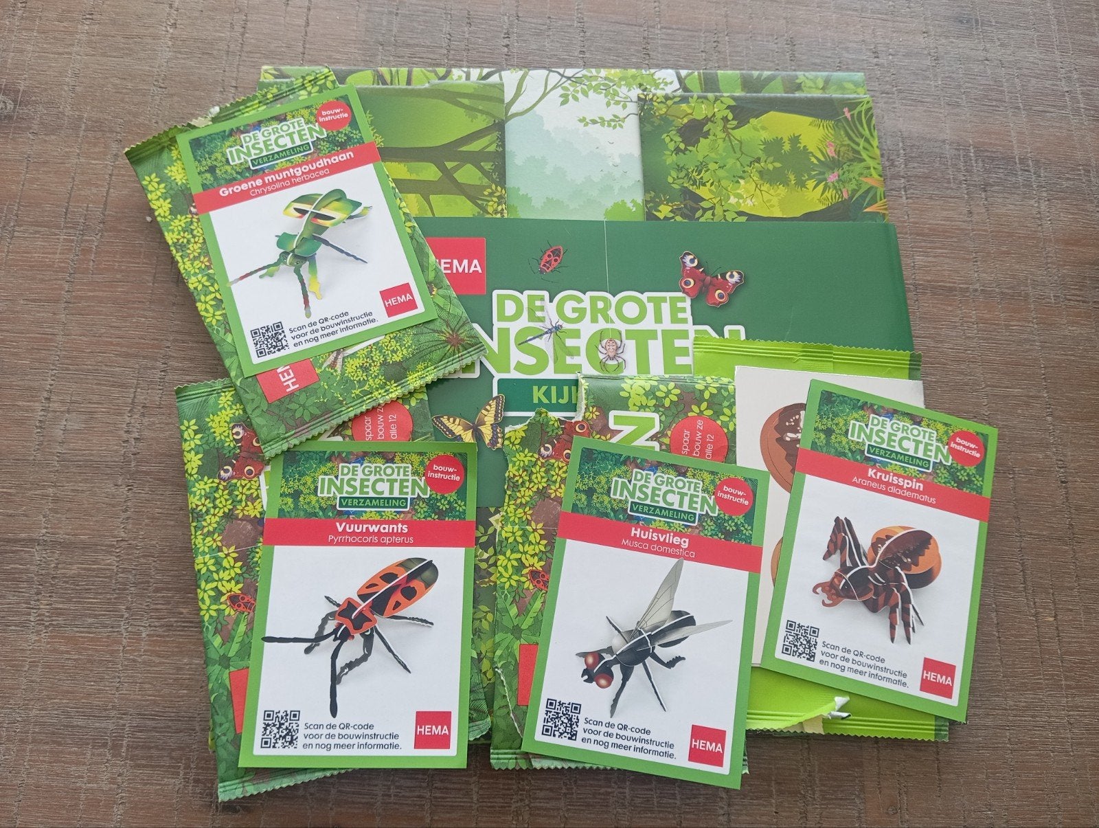 Hema Grote Insecten Kijkdoos met 4 Knutselinsecten, Ophalen of Verzenden, Nieuw, Knutselen