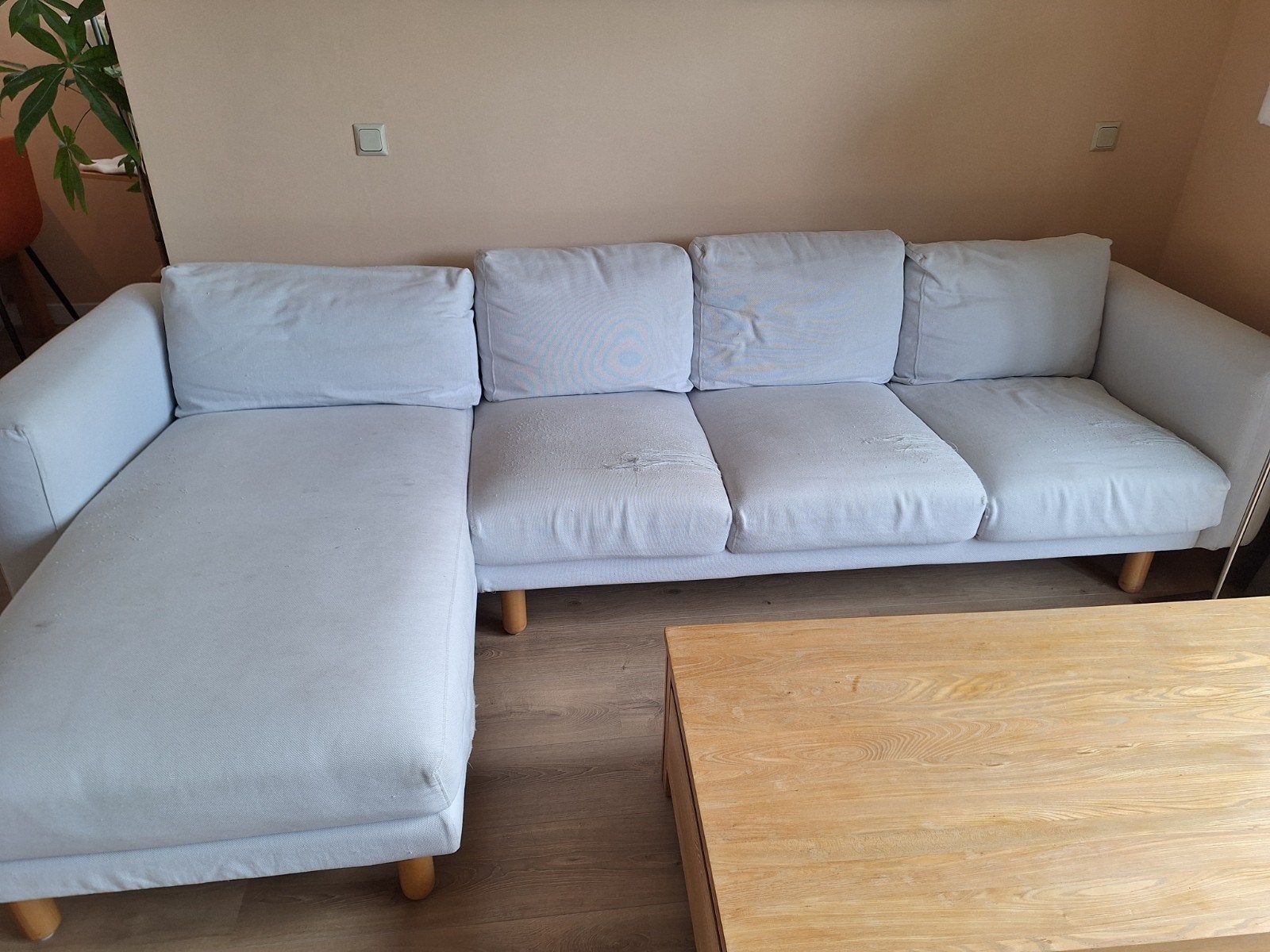 IKEA witte bank Norsborg 3 zits met chaise longue, Ophalen, Gebruikt, Stof