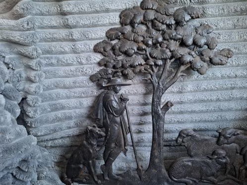 Herder met hond en kudde, tinnen beeld h, Ophalen of Verzenden