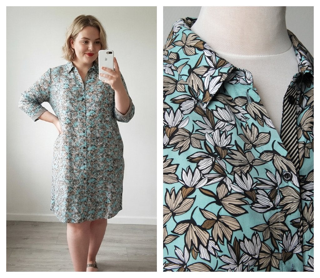 Expresso - prachtige bloemenjurk blauw zwart - maat 42, Kleding | Dames, Maat 42/44 (L), Zo goed als nieuw, Boven de knie, Verzenden