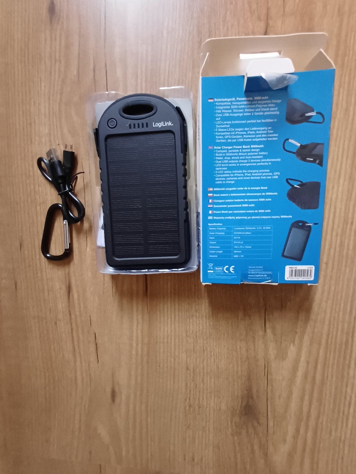 LogiLink Solar Powerbank 5000mAh - Nieuw in doos, Ophalen of Verzenden, Nieuw, LogiLink