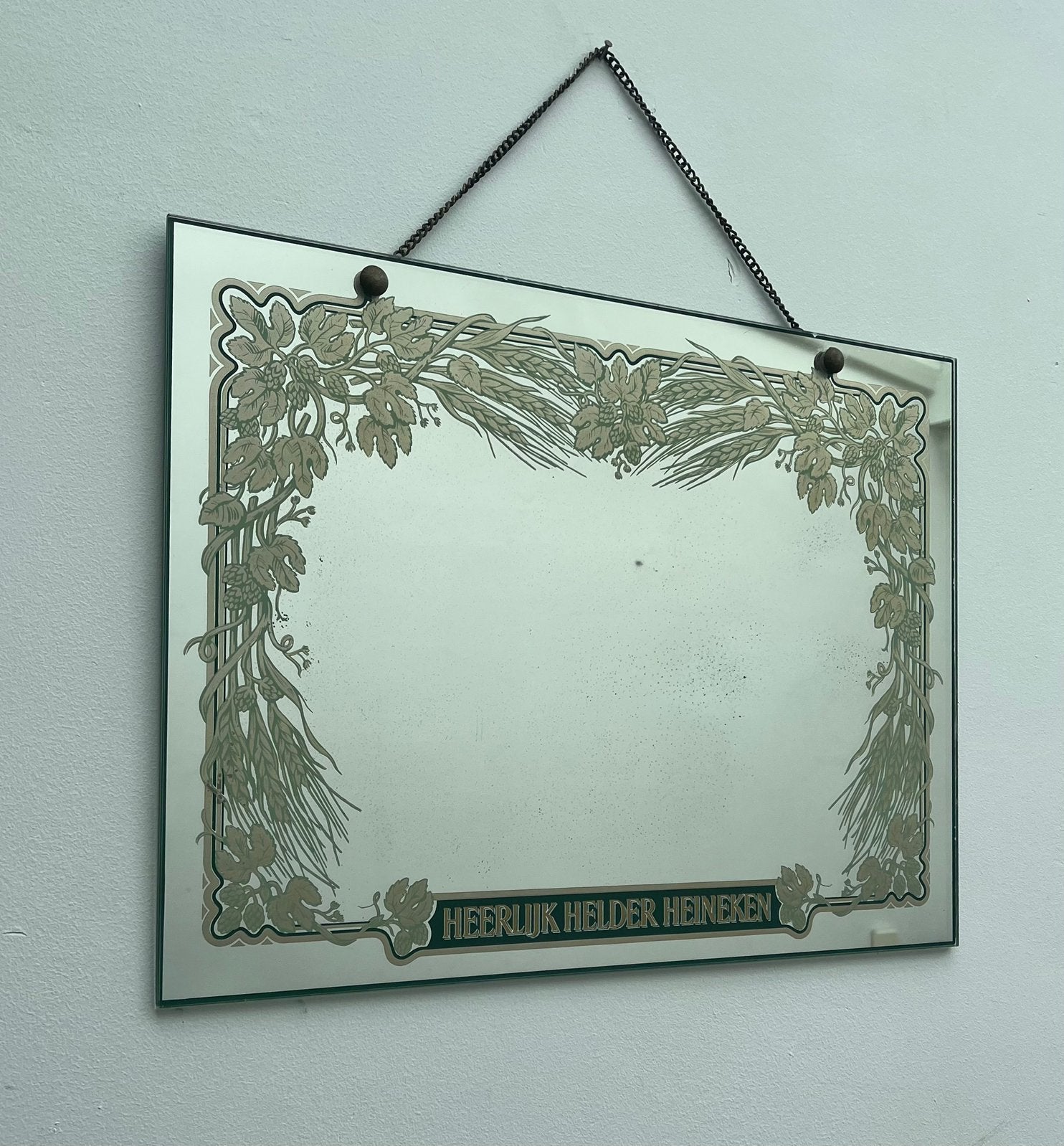 Vintage Heineken spiegel, Minder dan 50 cm, Gebruikt, Ophalen of Verzenden, Minder dan 100 cm