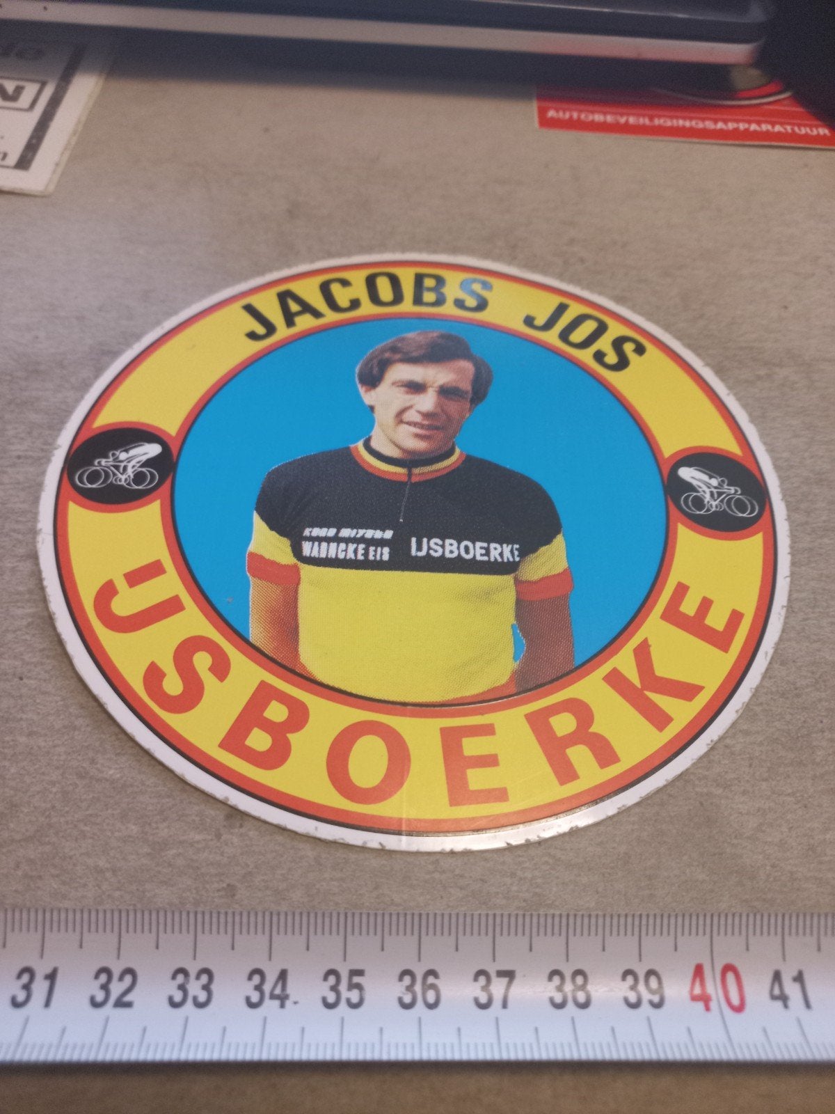 Vintage Jos Jacobs IJsboerke Wielersticker, Verzamelen, Ophalen of Verzenden, Gebruikt