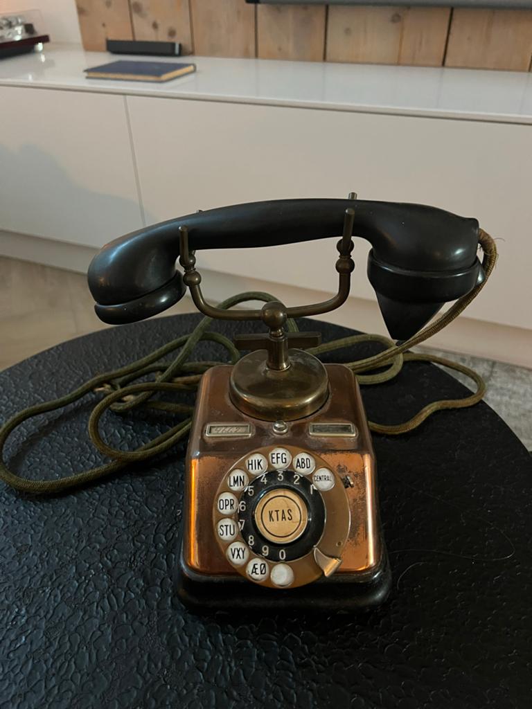 Antieke Deense Telefoon - Koper en Bakeliet, Antiek en Kunst, Ophalen of Verzenden