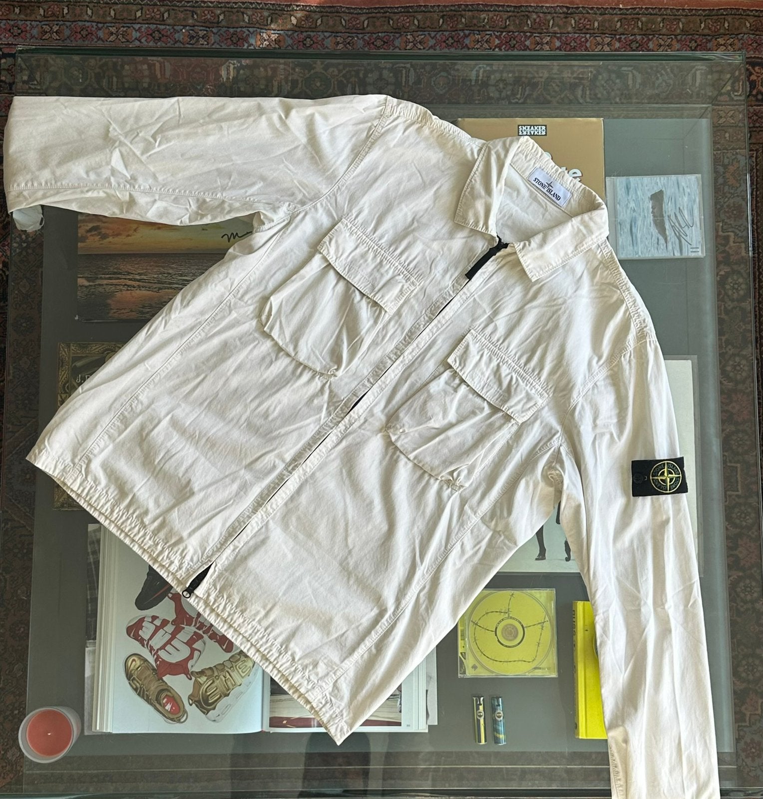 Stone Island Overshirt / Zip Jacket | XL, Kleding | Heren, Ophalen of Verzenden, Zo goed als nieuw, Maat 56/58 (XL), Wit