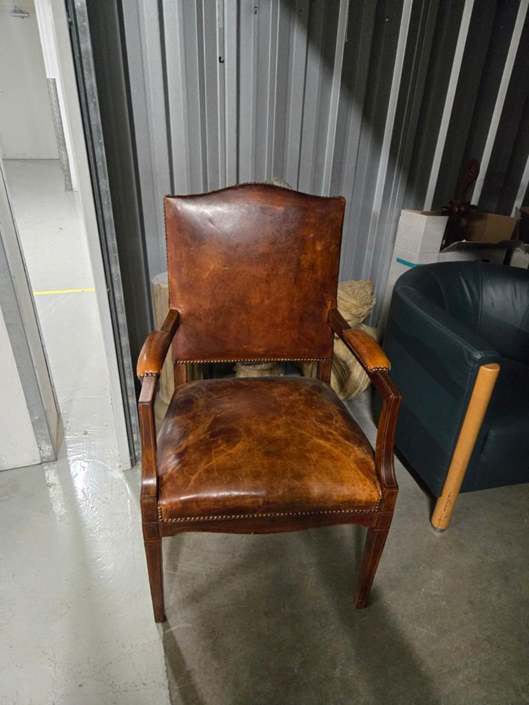 Chesterfield Bureau Stoel - Klassiek Bruin Leer, Ophalen of Verzenden