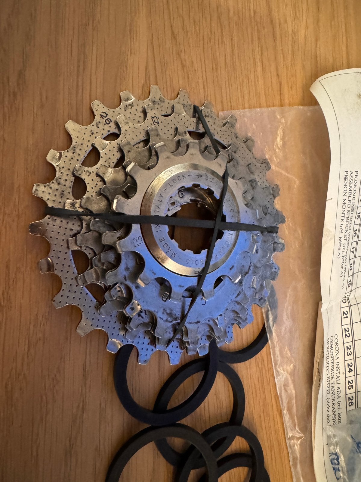 Campagnolo Record 8s cassette, kettingbladen, Miche trapas, Fietsen en Brommers, Crankstel of Pedalen, Gebruikt, Kinderfiets, Ophalen of Verzenden