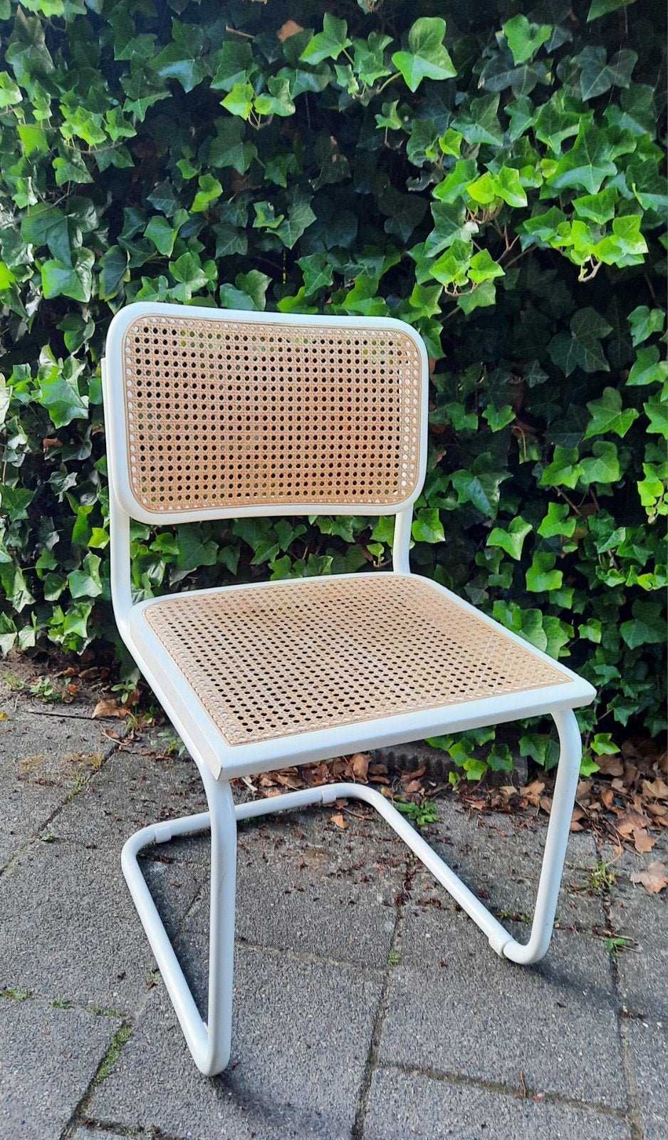 Vintage Design Thonet Cesca Breuer Bauhaus buisframestoel, Wit, Ophalen of Verzenden, Zo goed als nieuw, Metaal