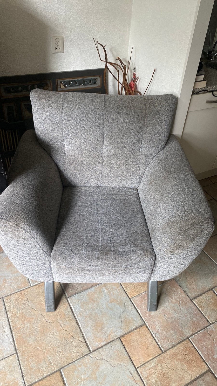 Gratis fauteuil grijs stof, Ophalen, Gebruikt, Stof, 75 tot 100 cm
