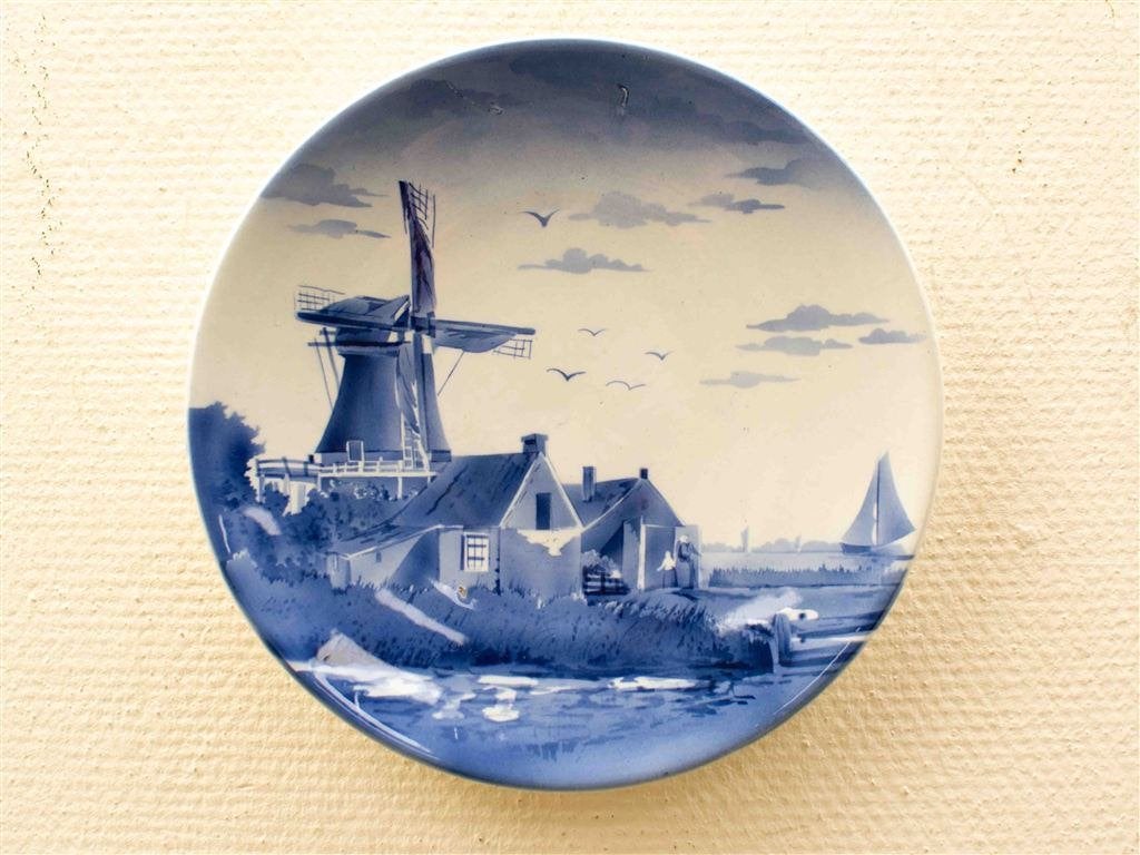 Porseleinen Wandbord met prent van een molen 38643, Ophalen of Verzenden, Gebruikt