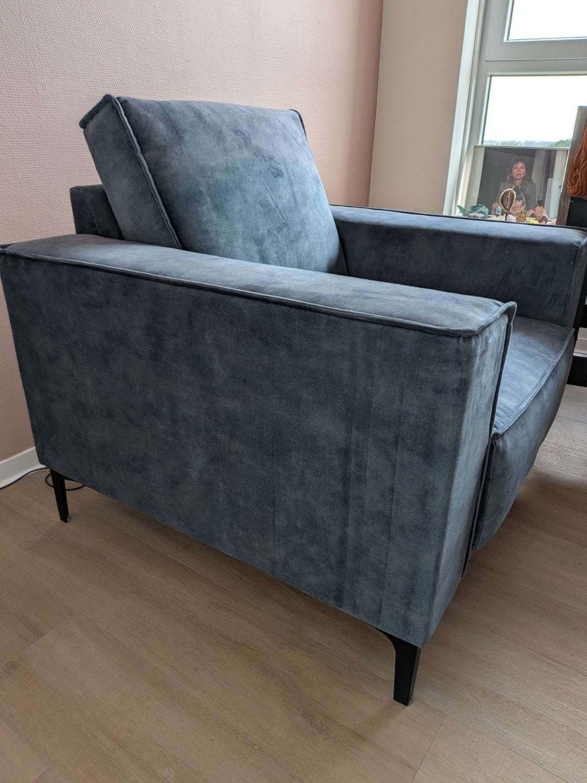 Fauteuil Calira blauw, Huis en Inrichting, Fauteuils, Ophalen, Zo goed als nieuw, Minder dan 75 cm, 50 tot 75 cm