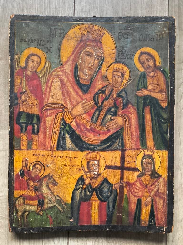 Ortohodox houten icoon met religieuze afbeelding, Antiek en Kunst, Kunst | Schilderijen | Klassiek, Ophalen