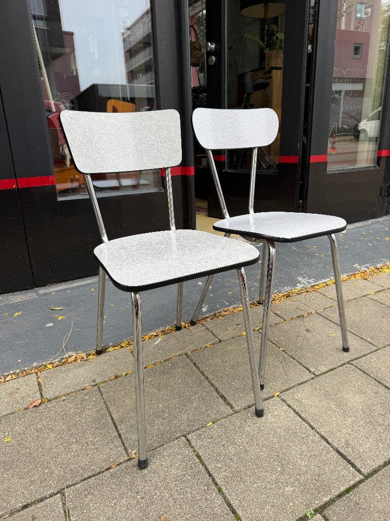Vintage formica stoelen, keukenstoelen, Ophalen, Twee, Wit, Onbekend