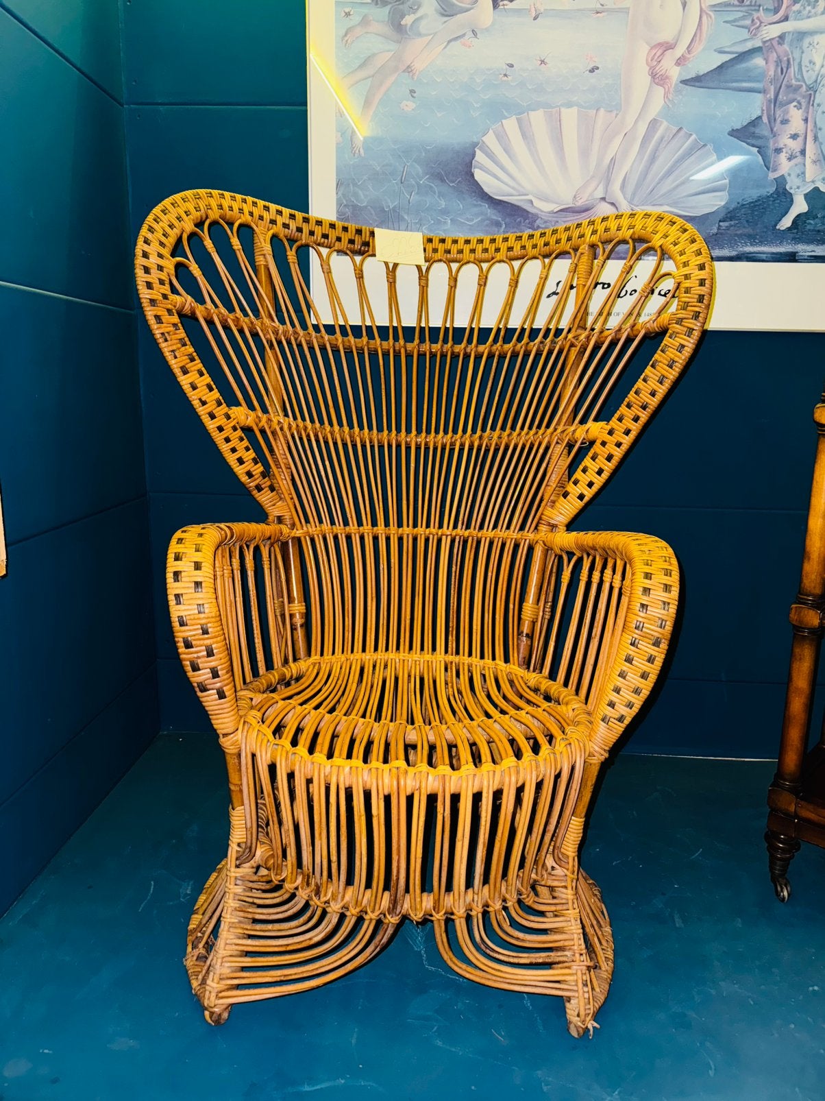 Vintage pauwstoel rotan fauteuil, Ophalen