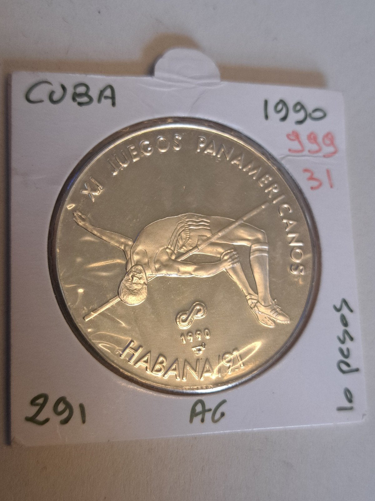 Cuba 1 ounce 999 10 pesos 1990 proof, Ophalen of Verzenden, Zilver