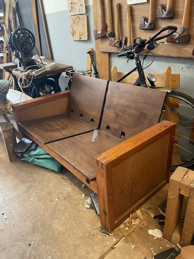 Houten bank binnen, Ophalen, Gebruikt, Tweepersoons, 75 tot 100 cm