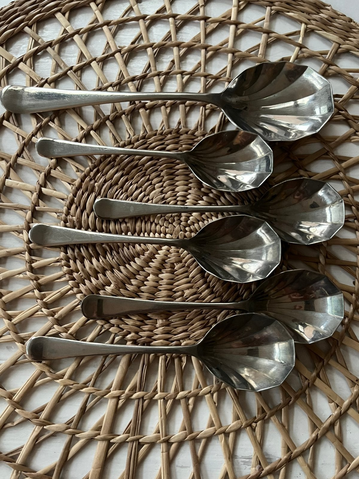 Vintage rustless nicksilver schelpvormige lepels Sheffield, Antiek en Kunst, Ophalen of Verzenden