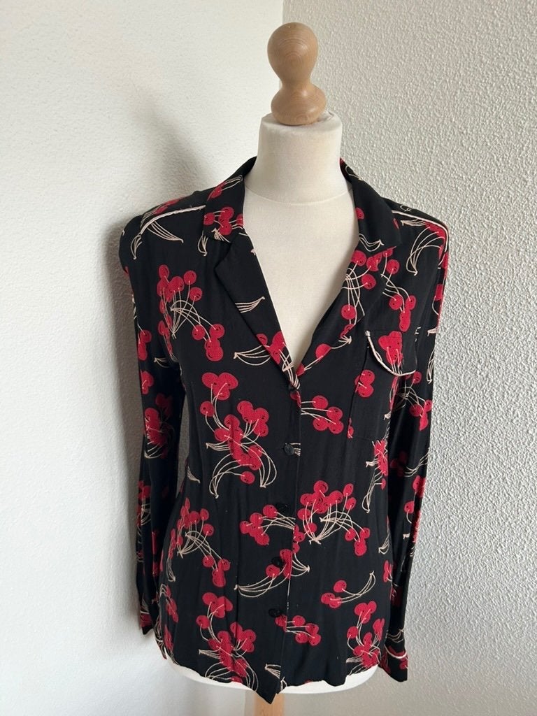 King Louie maat 42 kersen blouse retro 2370, Maat 42/44 (L), Ophalen of Verzenden, Zo goed als nieuw, King Louie