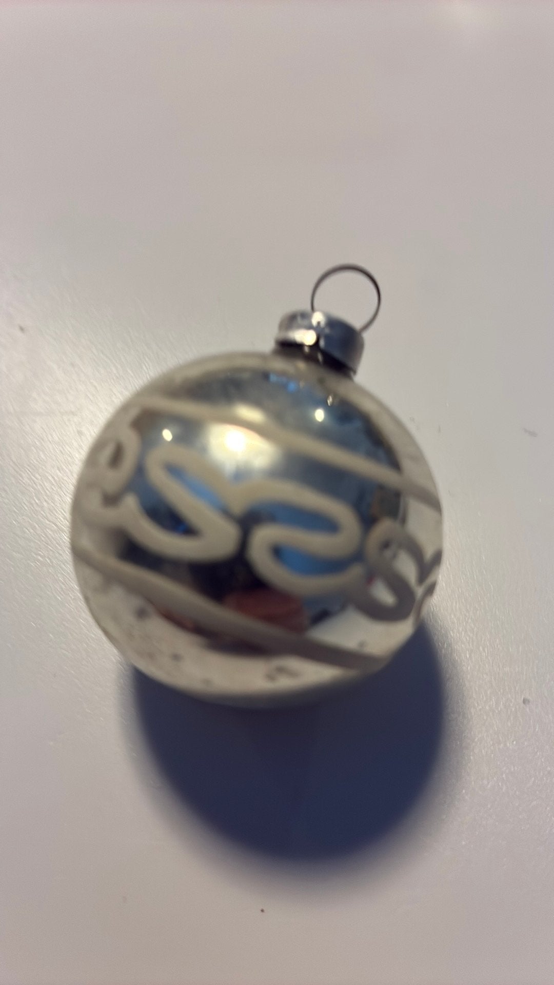 Vintage antieke kerstbal, feathertree zilver, Ophalen of Verzenden, Zo goed als nieuw