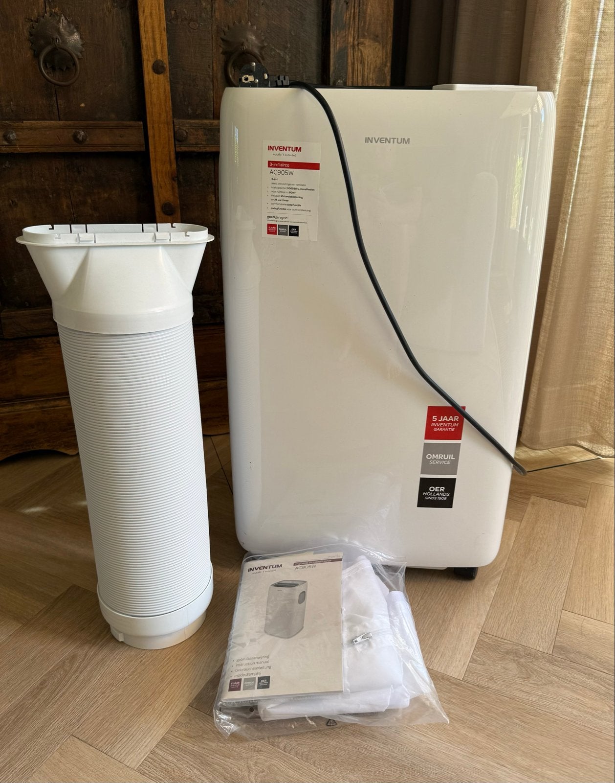 Inventum Mobiele Airco AC905W met afstandsbediening, Witgoed en Apparatuur, Ophalen, Minder dan 60 m³, 3 snelheden of meer, Zo goed als nieuw