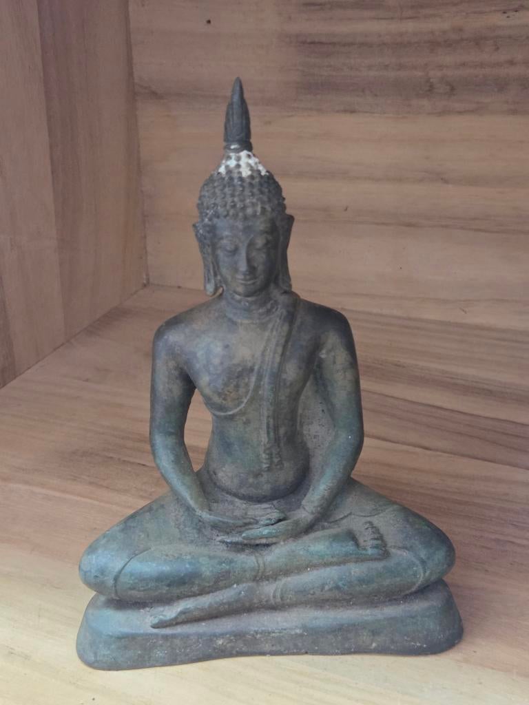 Antiek bronzen Boeddhabeeld - Mediterende Boeddha, Ophalen of Verzenden, Gebruikt